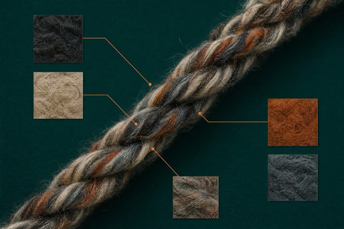Macro of the material used across the Recycled Wool line.